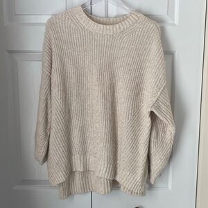 AE American Eagle Oversized Dreamspun Crew Neck Sweater S‎ Cream